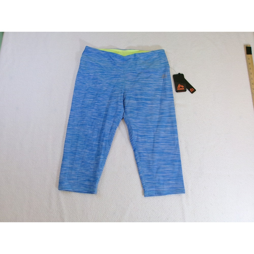 RBX Womens‎ XL Blue Space Dye Capri Leggings Neon Trim CR681R NWT